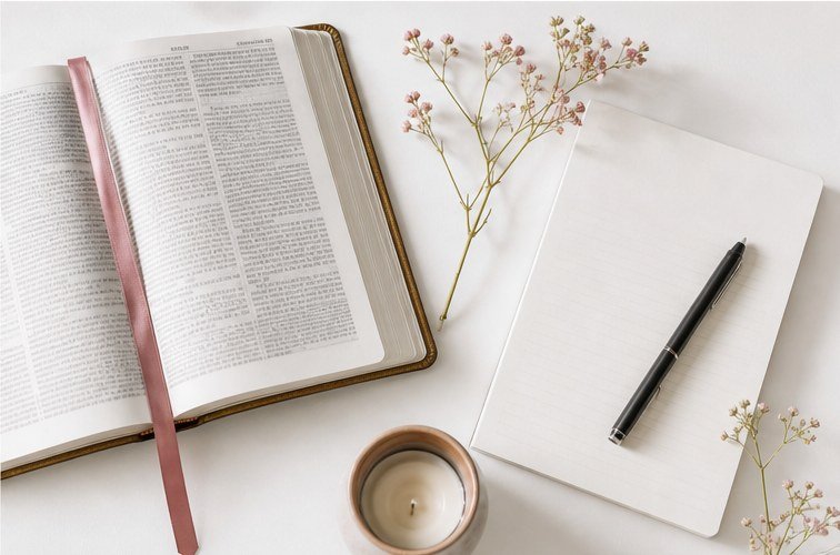 Bible and notebook for today's verse